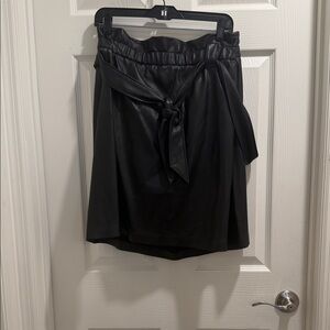 Eloquii Black Mini Skirt with Tie Accent